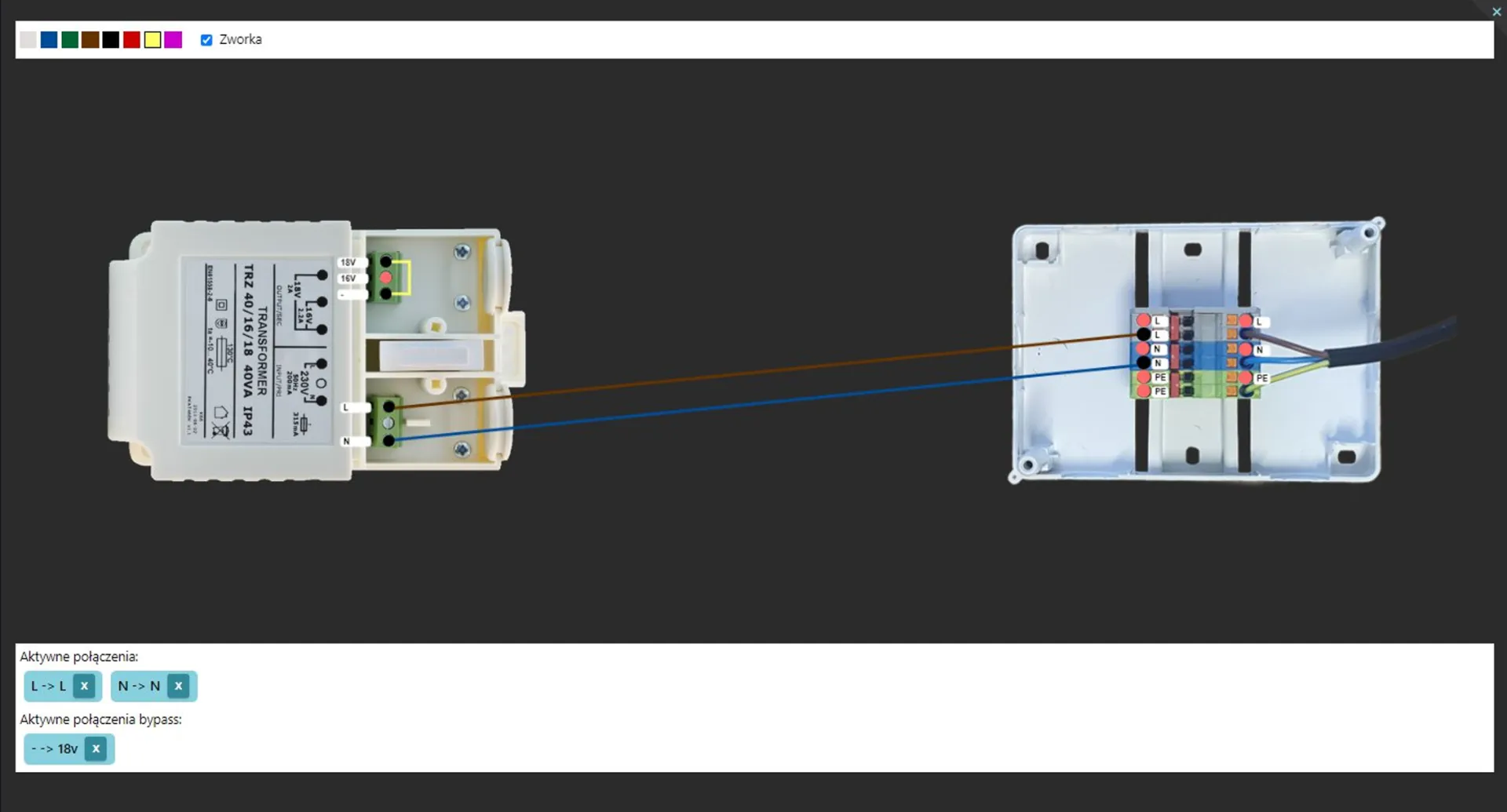 Safety system connection simulator
